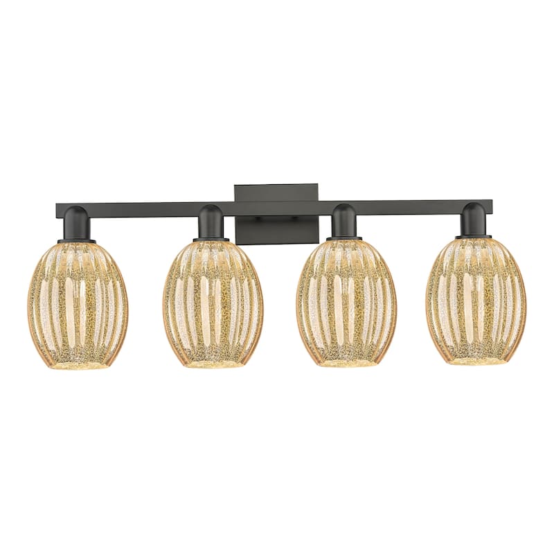 Innovations Lighting 716-4W-13-36 Preston Vanity Preston 4 Light 36" - Matte Black / Mercury