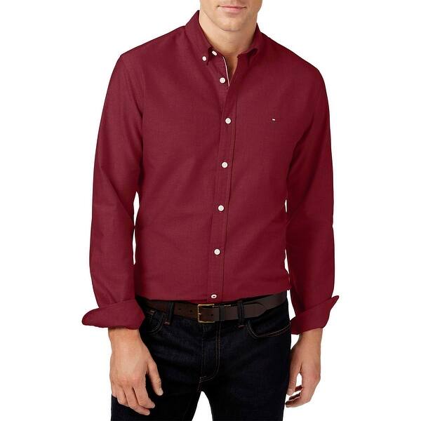 Shop Tommy Hilfiger Mens Button Down Shirt Custom Fit Casual
