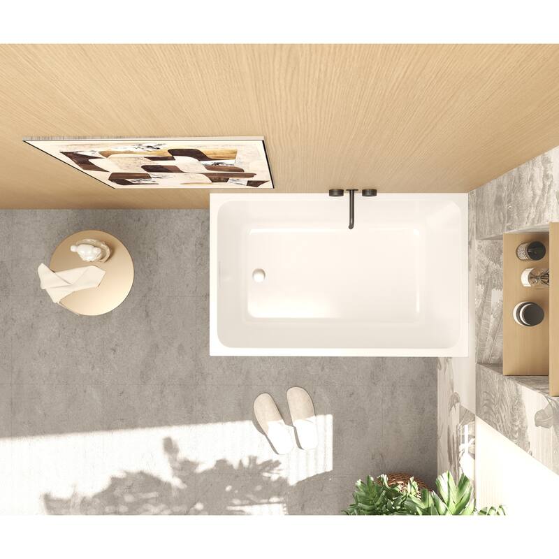 GDFStudio - Alistair Compact Freestanding Soaking Bathtub with Supportive Built-In Seat