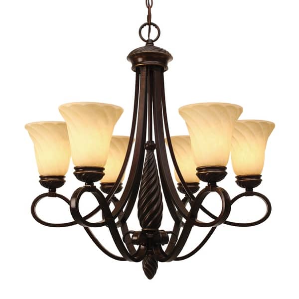 slide 2 of 3, Golden Lighting Torbellino Bronze Steel/Glass 6-light Chandelier