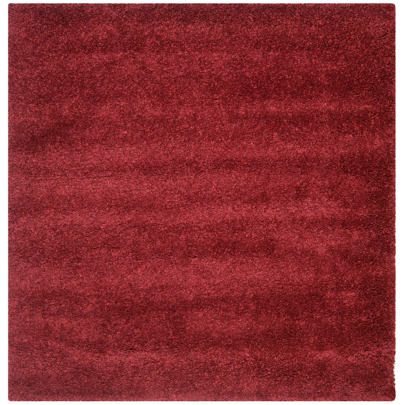 SAFAVIEH California Premium Shag Izat 2-inch Thick Area Rug - 6'7" Square - Maroon