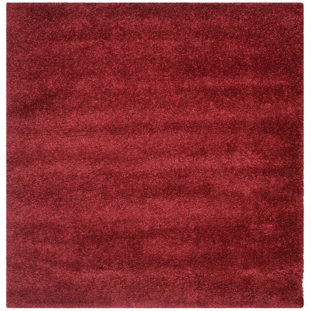 SAFAVIEH California Shag Izat 2-inch Thick Area Rug - 6'7" x 6'7" Square - Maroon