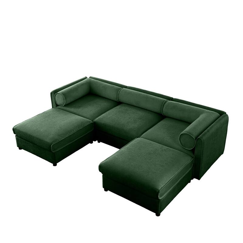 GDFStudio - Larkspur Chenille 3-Seater Sofa With Dual Ottoman