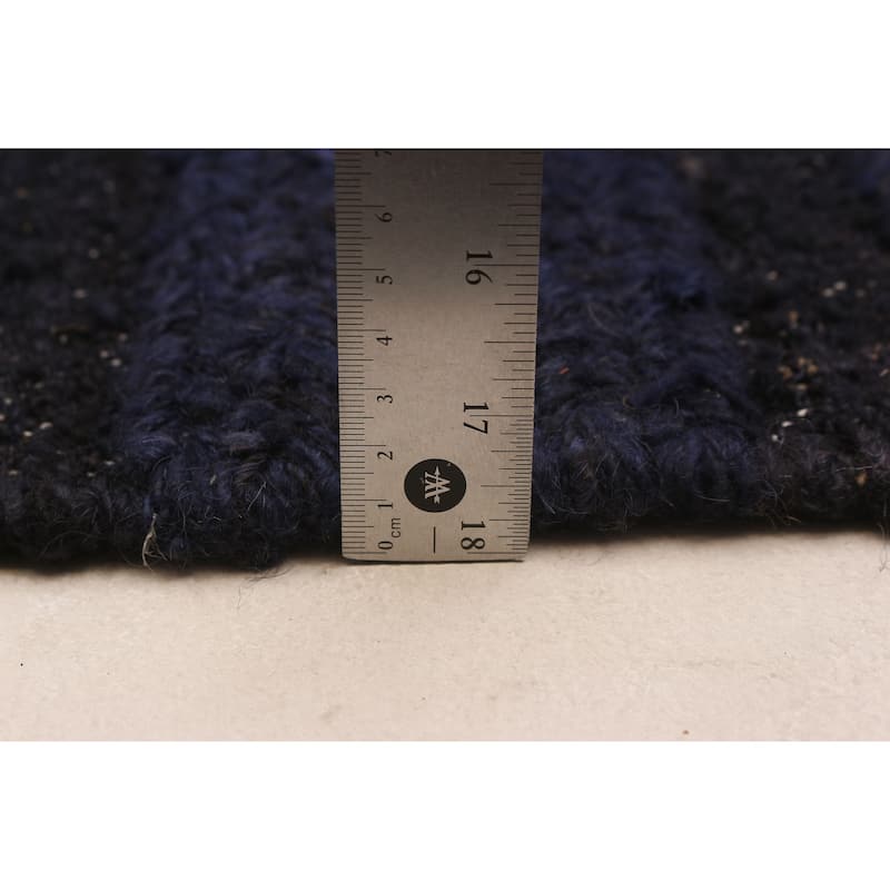 ECARPETGALLERY Flat-Weave Natural Navy Wool Tapestry Kilim - 6'8 x 6'7