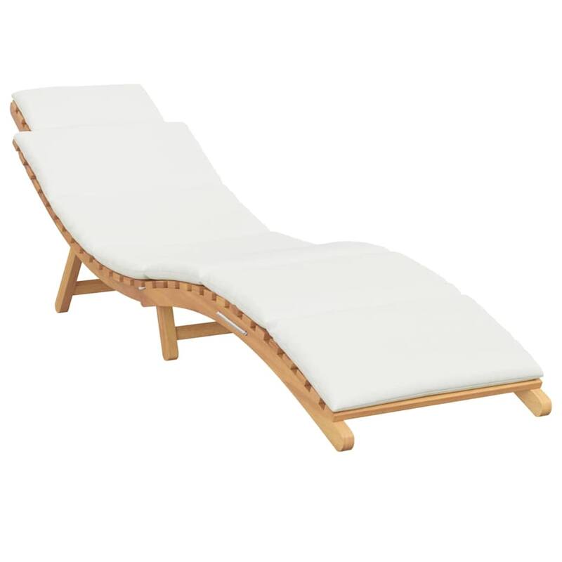 vidaXL Sun Lounger Cream white 188 x 55 x 59 cm Solid teak wood - 74.0 x 21.7 x 23.2