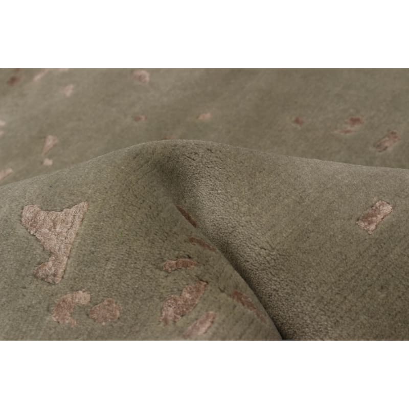 ECARPETGALLERY Hand-knotted Opulence Green Viscose, Wool Rug - 9'10 x 10'0