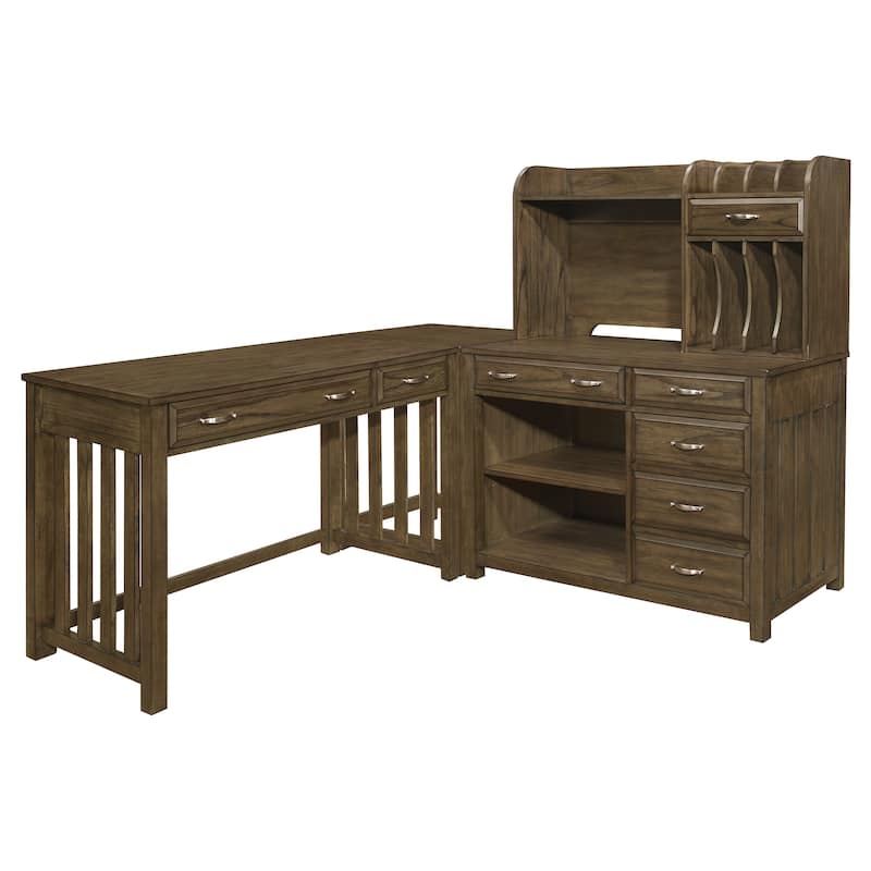 Fremont & Park Traine 4-Piece Corner Desk - Brown Grey
