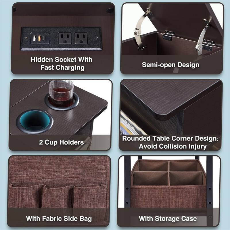 Small Side Table with USB Ports