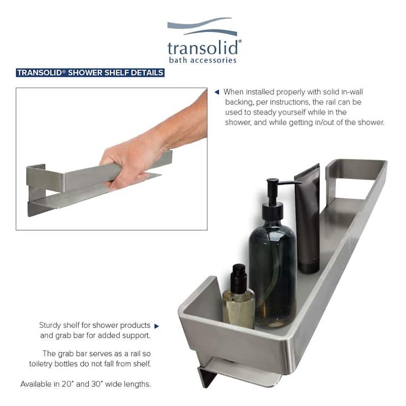 Transolid K-J20-SSC Shower Shelf Kit 20-in Jocelyn Grab Bar Shelf and 2 Corner shelves - 20x4x3