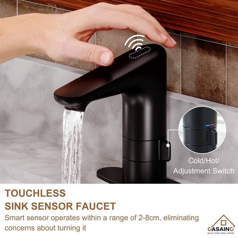Sensor Touchless Single Handle Single Hole Vanity Sink Bathroom Faucet