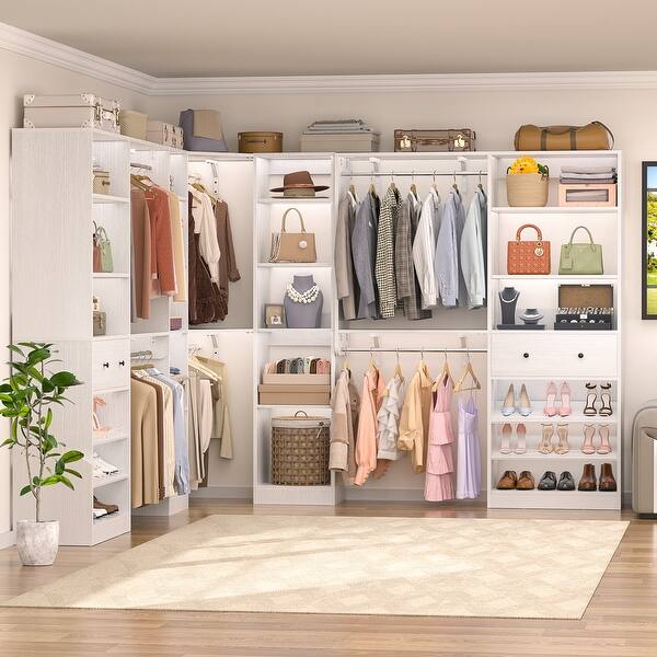 Set of 3 Freestanding Corner Closet System Set, Garment Rack Wardrobe Closet Organizer for Walk-in/ Reach-in Closet