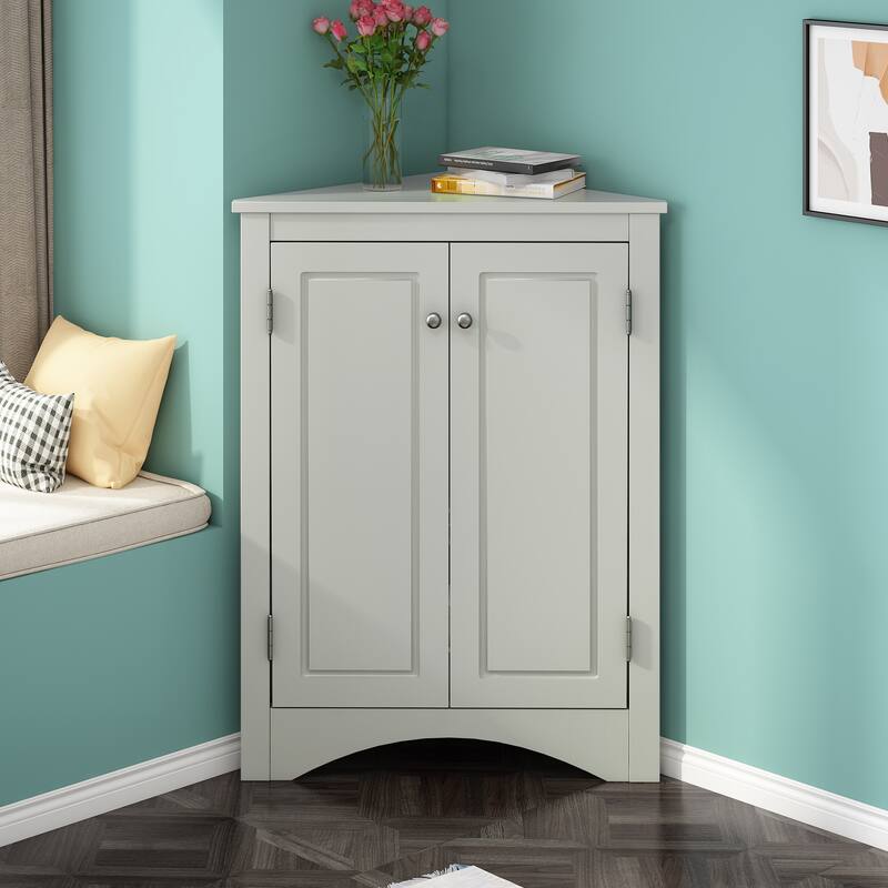 Triangle Bathroom Storage Cabinet: Adjustable Shelves - Freestanding Floor Cabinet for Home & Kitchen