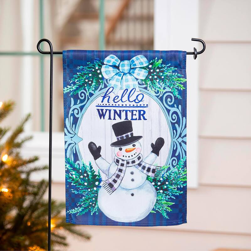 12.5 in. x 18 in. Winter Snowman Suede Garden Flag