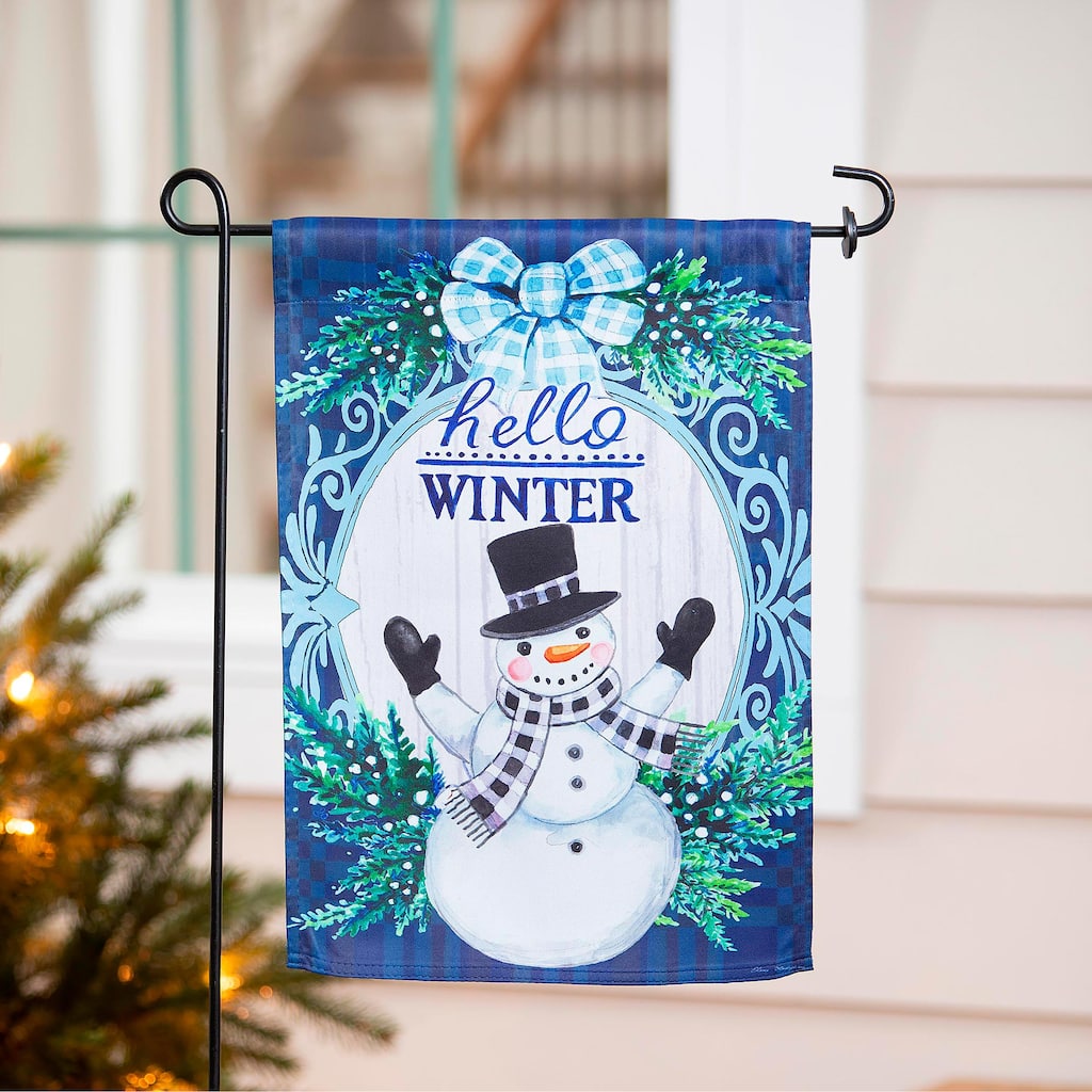 12.5 in. x 18 in. Winter Snowman Suede Garden Flag