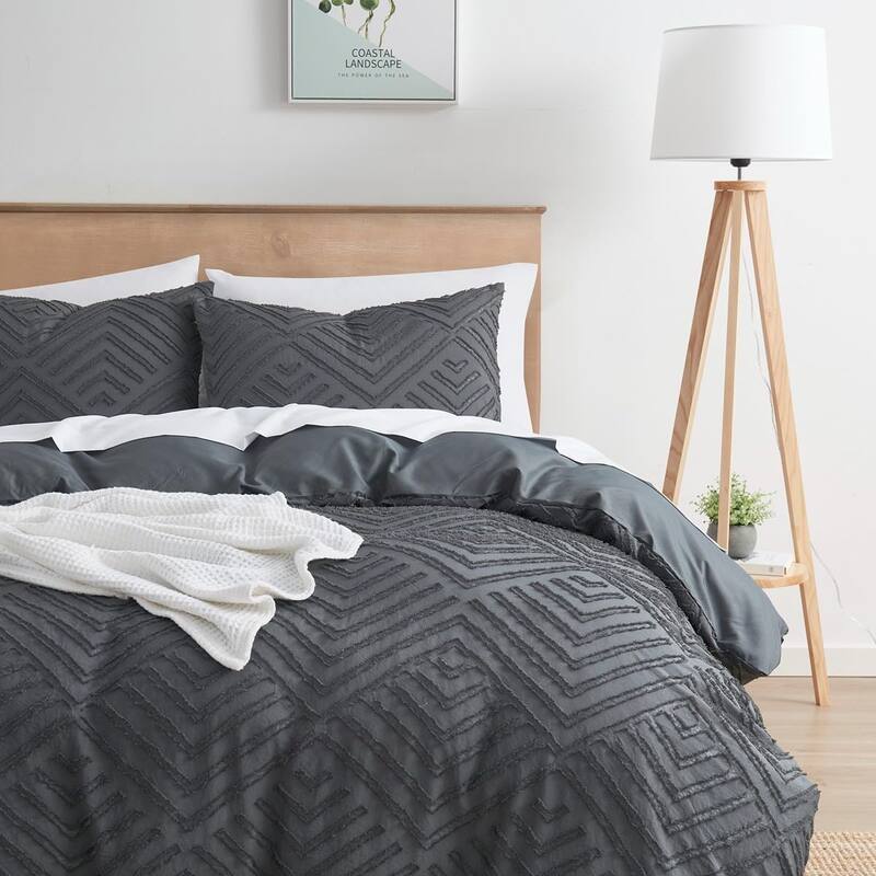 Empyrean Bedding Tufted Duvet Cover Set with Quilted Down Alternative Comforter Insert