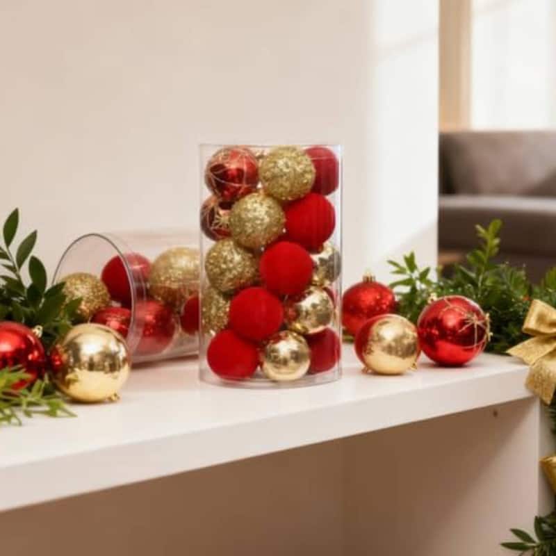 25PCS 2.36in Decorative Christmas Balls Ornaments for Xmas Tree Decor - N/A