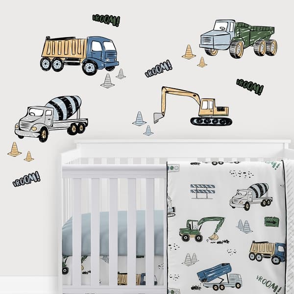 slide 2 of 4, Construction Truck Collection Peel Stick Wall Decal Stickers Art Nursery Decor (Set of 4) -Grey Yellow Blue Green Transportation