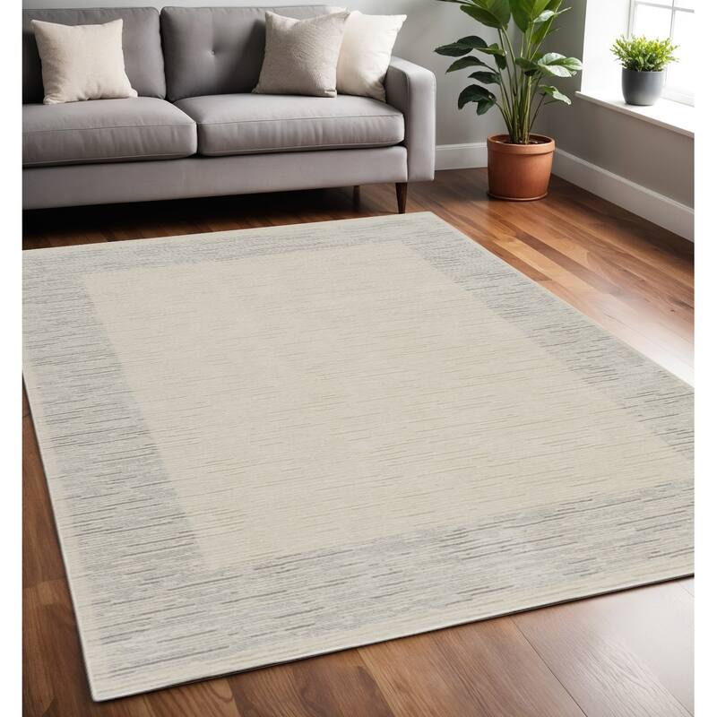 HomeRoots Striped Scandinavian Rectangle Area Rug - 87.00 in. x 63.00 in.  x 0.59 in.