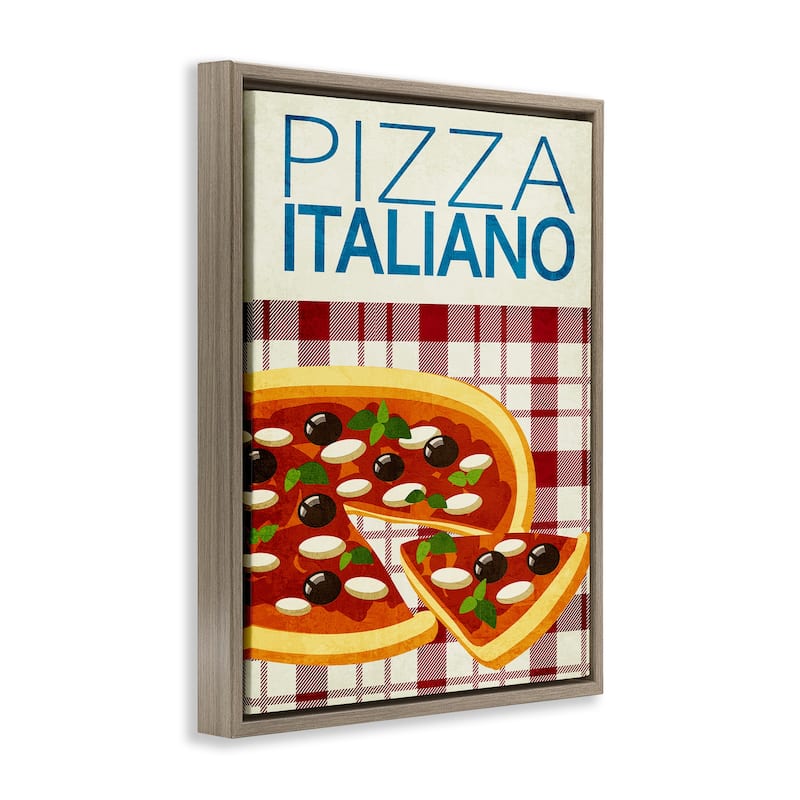 Stupell Classic Pizza Italiano Framed Floater Canvas Wall Art Design By Kim Allen
