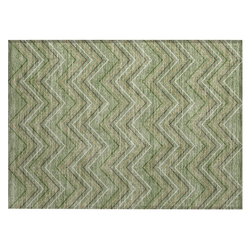 Machine Washable Indoor/ Outdoor Modern Chevron Chantille Rug