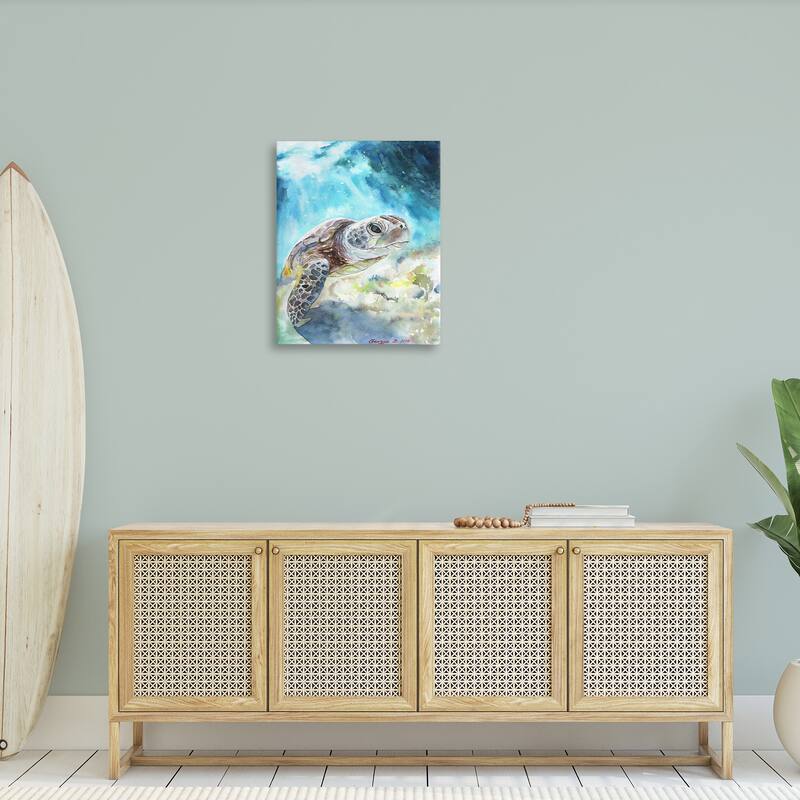 Stupell Sea Turtle Ocean Animal Blue Watercolor Painting,16x20, Proudly Made in USA - Multi-Color