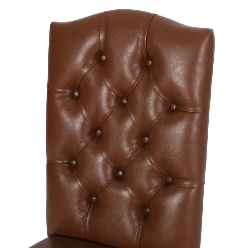 Modern Set of 2 Dining Chairs with Tufted Diamond-Stitched Backrest, Padded Seat, Solid Wood Legs for Dining Room, Living Room