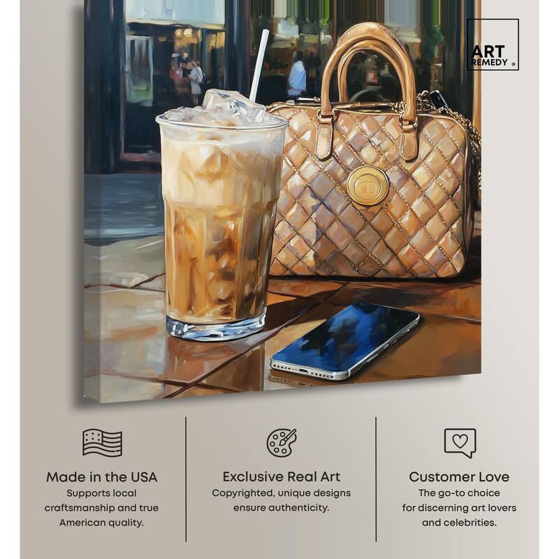Out For Some Iced Coffee Canvas by Art Remedy, Gallery Wrapped