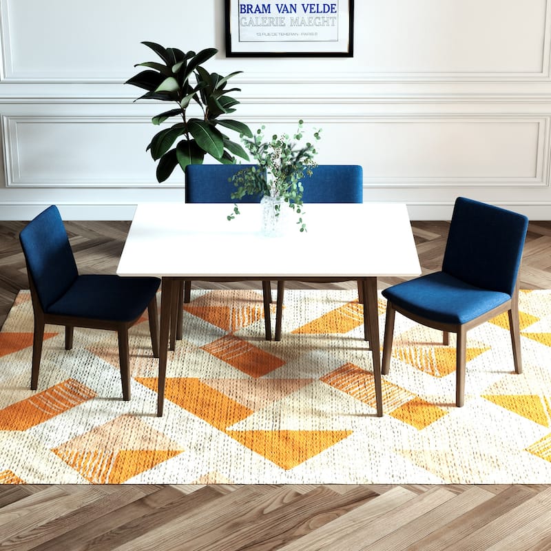 Varsan Solid Wood Dining Table and 4 Chairs Dining Room Furniture Set