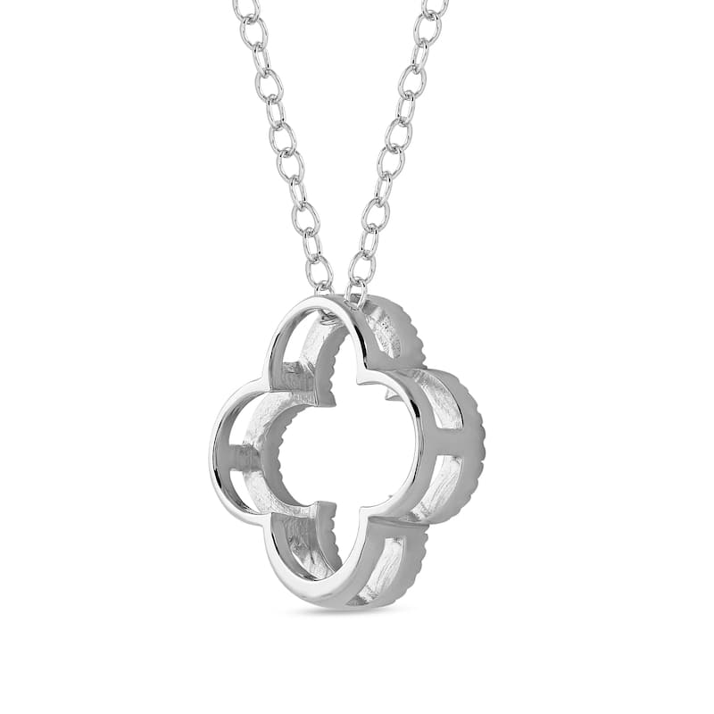 1/6ct - 1ct TDW Diamond 14K Gold Open Clover Pendant Necklace for Women