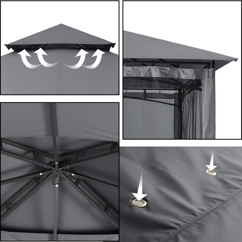 ABCCANOPY Patio Outdoor Gazebo for Double Roof Soft Canopy