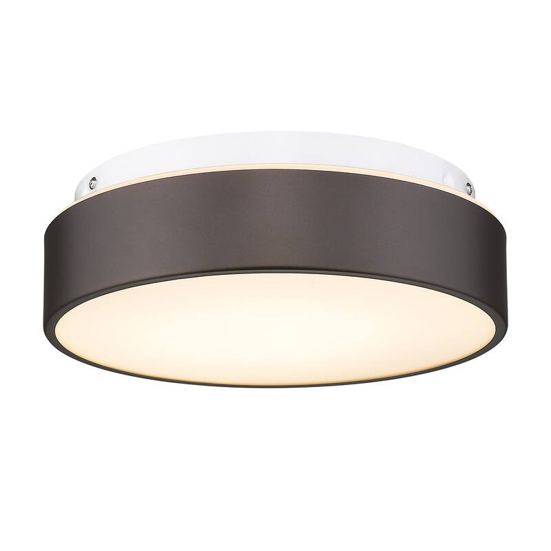 2-Light Flush Mount Ceiling Light with Frosted Glass Shade - 12.0 In. L X 12.0 In. W X 3.5 In. H - Oil Rubbed Bronze
