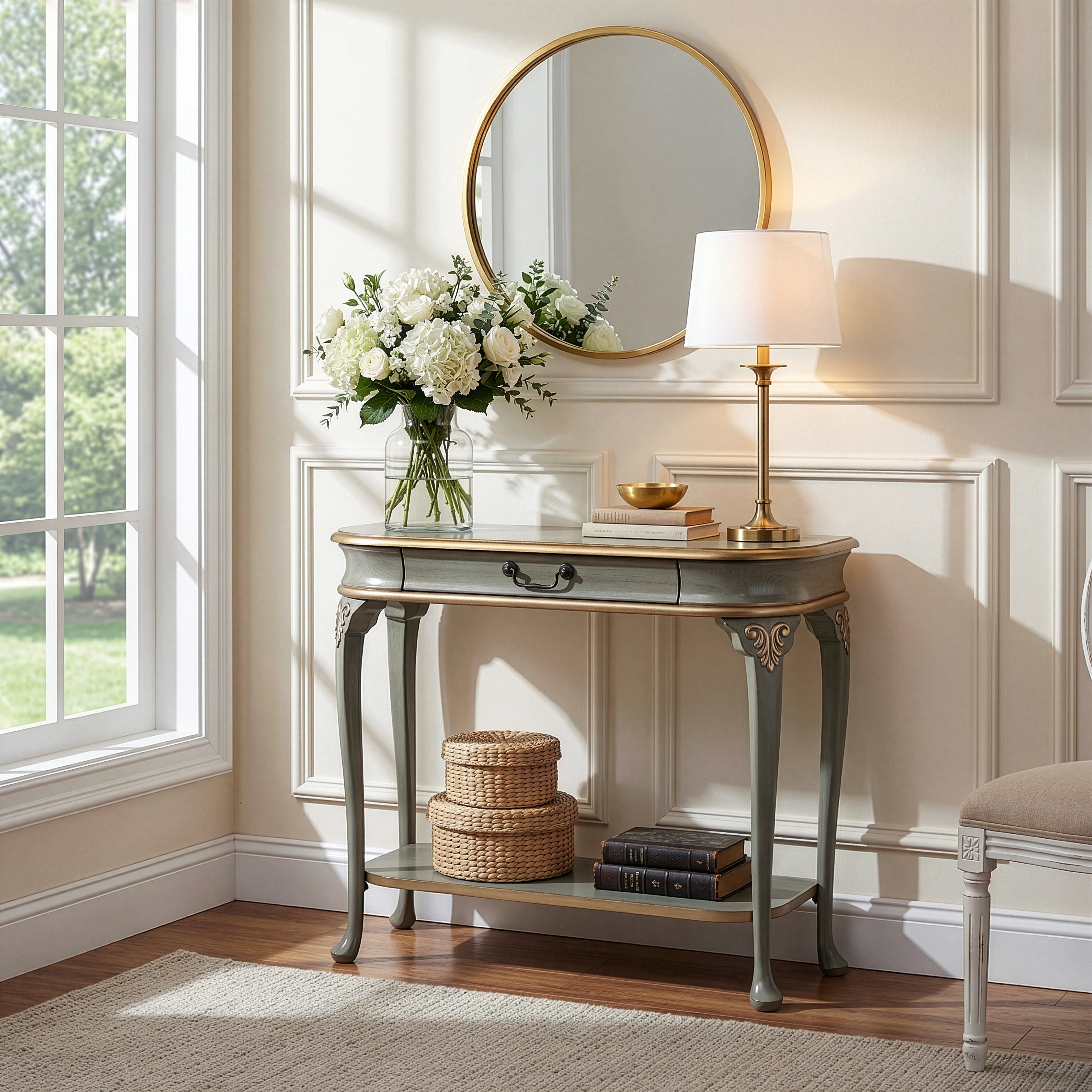 Ridgeland 36"W Wood 1-Drawer Console Table with Lower Open Shelf
