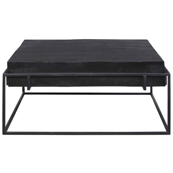 slide 2 of 5, Uttermost 25111 Telone 35" Wide Aluminum Top Iron Coffee Table Oxidized Black