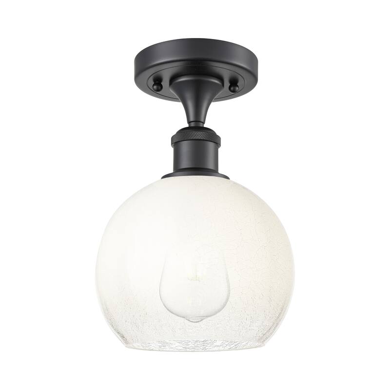 Innovations Lighting 516-1C-11-8 Brookhaven Globe Semi-Flush - Matte Black / Opal