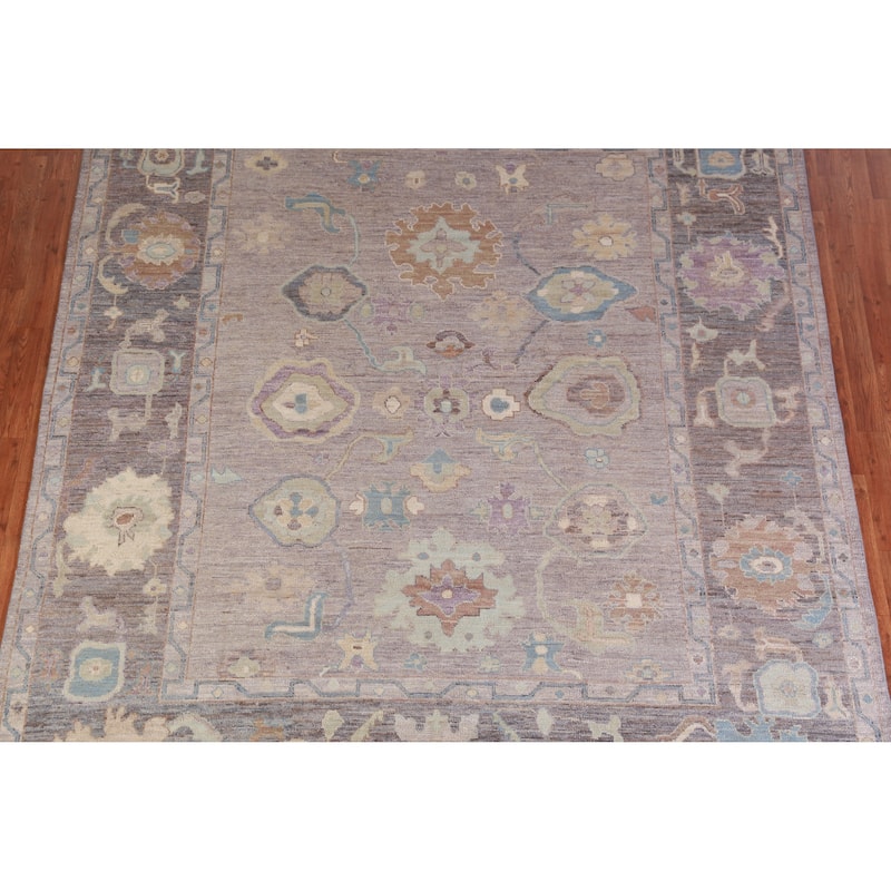 Grey Oushak Turkish Area Rug Handmade Vegetable Dye Wool Carpet - 8'1" x 9'9"