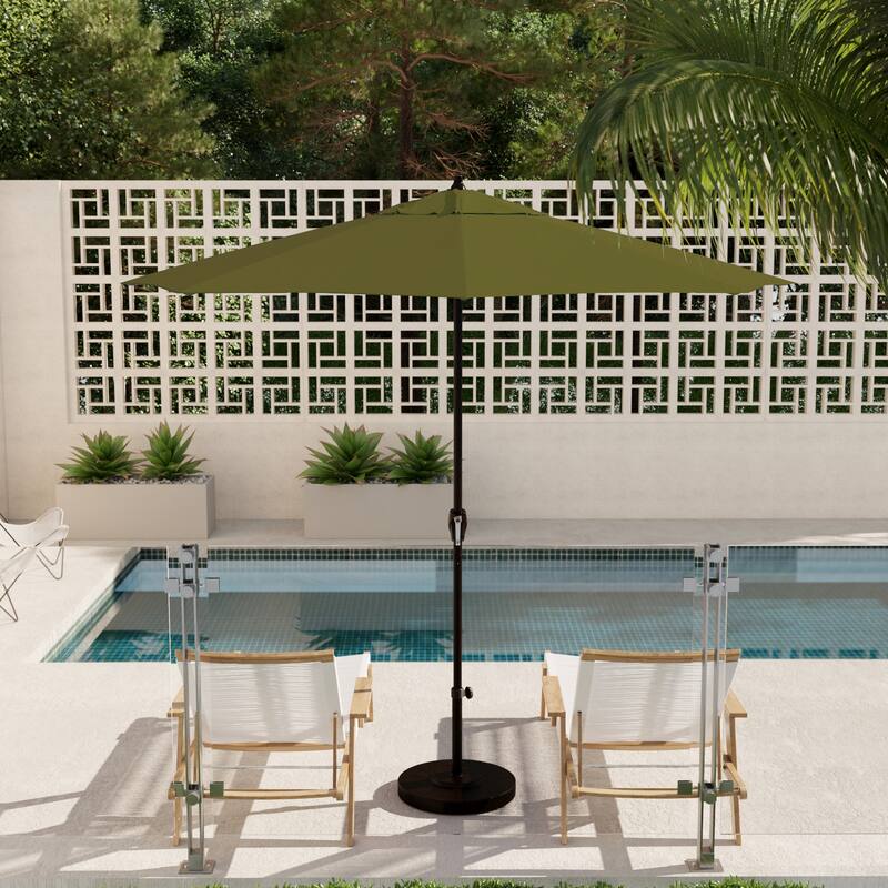 North Bend 9-foot Round Auto-tilt, Bronze Finish, Sunbrella Patio Umbrella by Havenside Home - Spectrum Cilantro