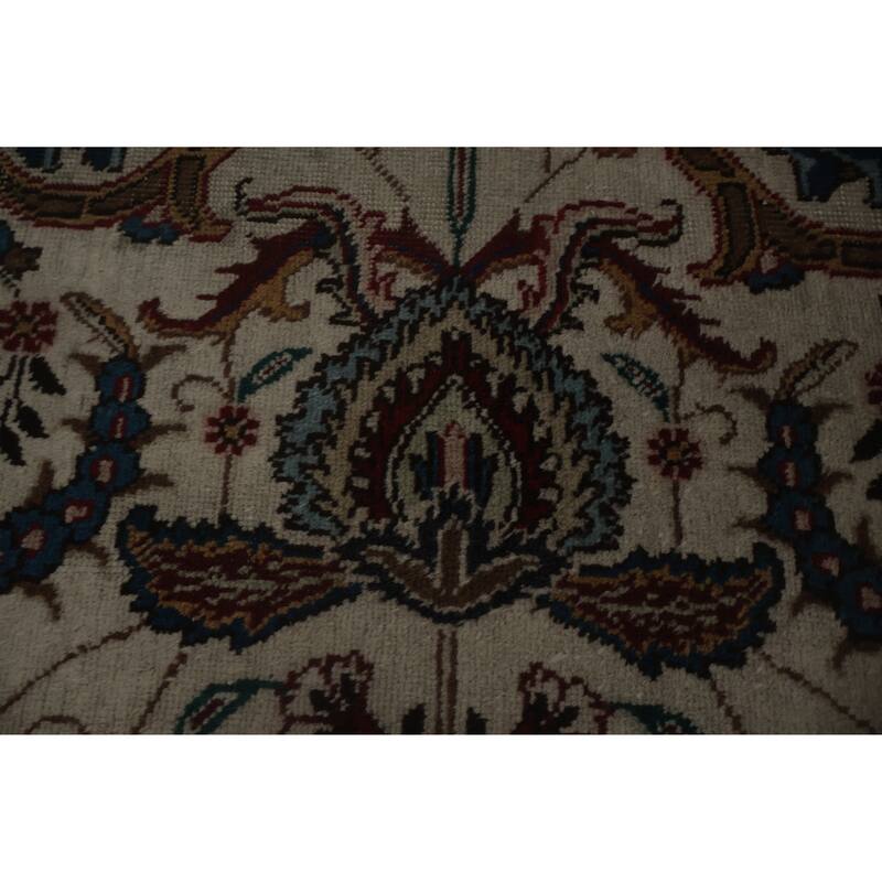 Hand Knotted Oriental 100% Wool Carpet Traditional Floral Beige & Ivories Tabriz Area Rug - 11' 2'' X 8' 4''