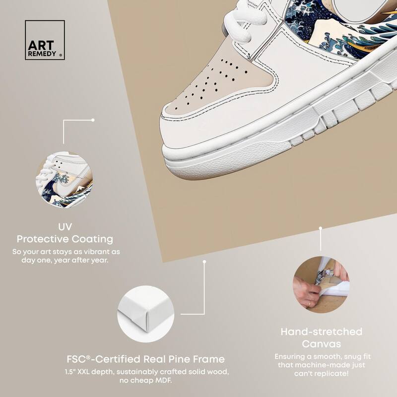 Great Wave Sneaker Splash Canvas by Art Remedy, Gallery Wrapped