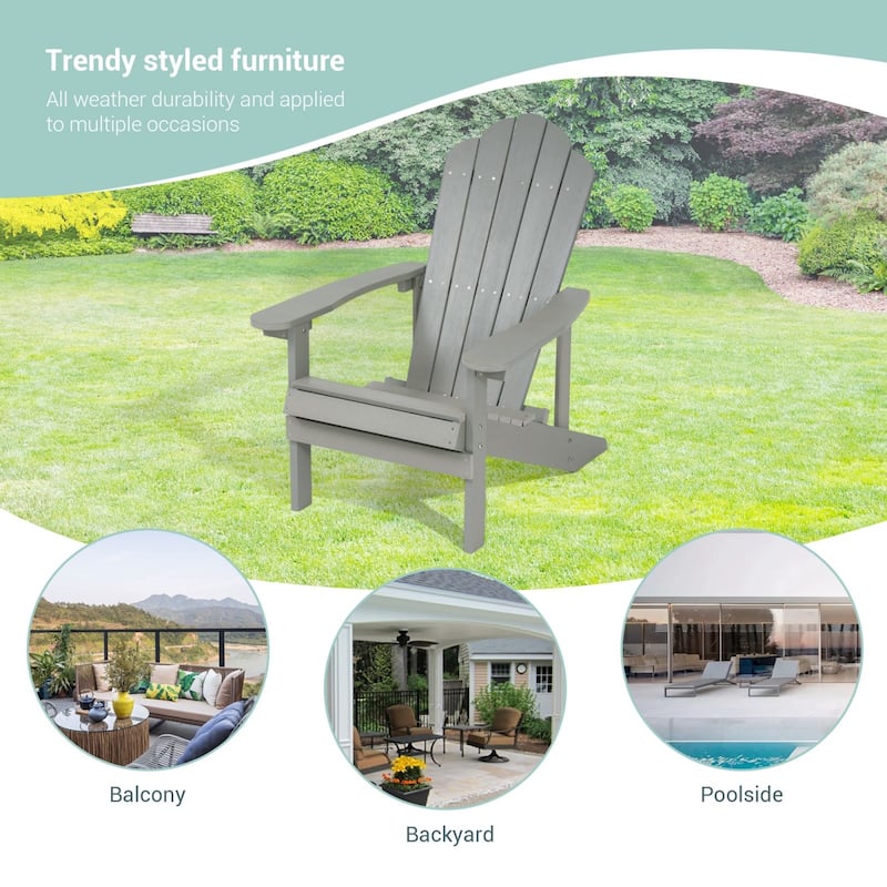 BONOSUKI Outdoor Faux Wood HIPS Patio Adirondack Chair