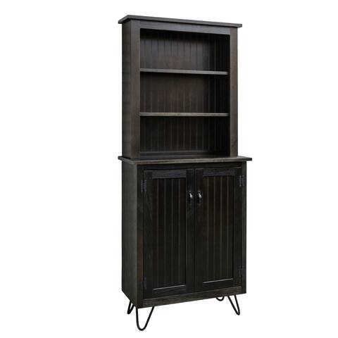 Cody Pin Leg Display Hutch Cabinet, 2-Door, Espresso Top & Base-Wood