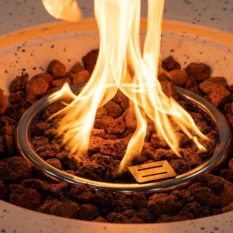 COSIEST 2-Piece Outdoor Round Firepit with Tank Cover Table - 28" W x 28" L x 12" H