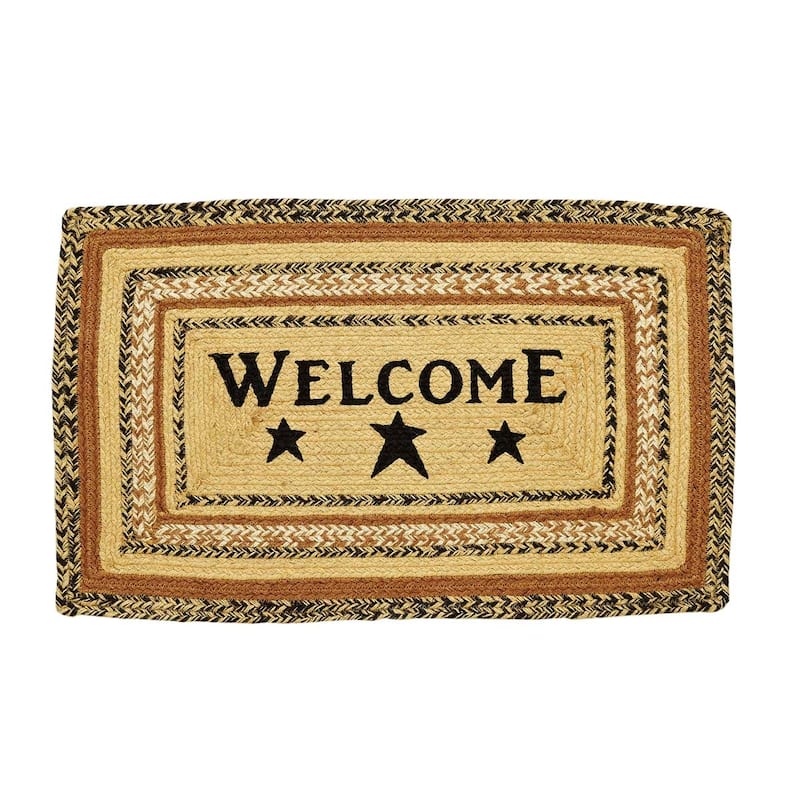 Kettle Grove Jute Rug Rect Stencil Welcome w/ Pad 20x30 - 20" x 30"