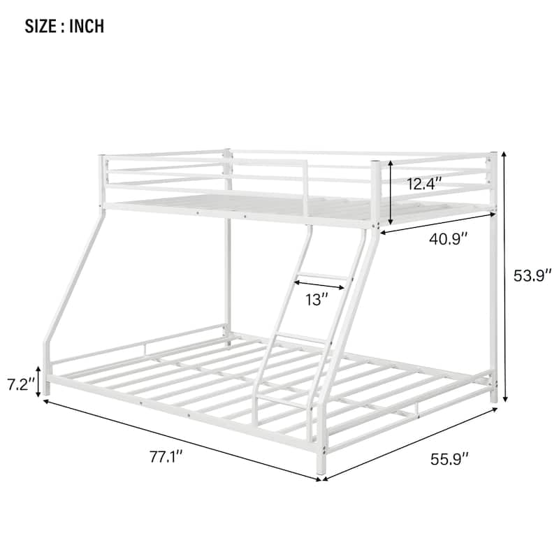 Metal Floor Bunk Bed, Twin over Full,