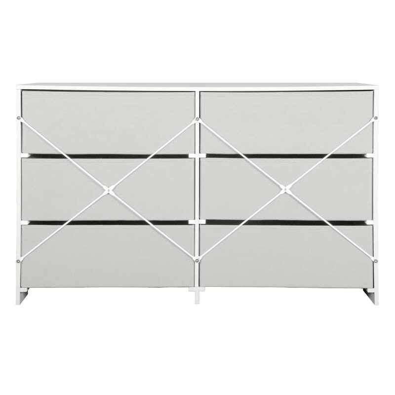 6 Drawer Dresser with Fabric Drawers and MDF Frame Modern Storage