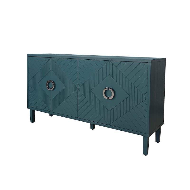 Stylish and Functional 4-Door Storage Cabinet with Adjustable Shelves