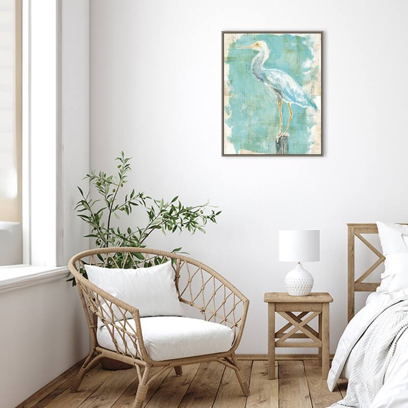 Coastal Egret II v2 by Sue Schlabach Framed Canvas Wall Art Print