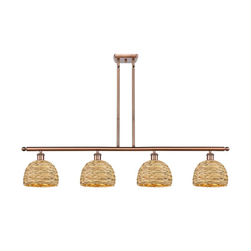 Innovations Lighting 516-4I-11-48 Woven Rattan Linear Woven Rattan 4 - Antique Copper / Natural