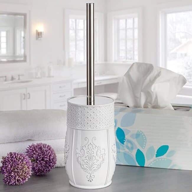 Creative Scents Vintage White Bathroom Toilet Brush Set