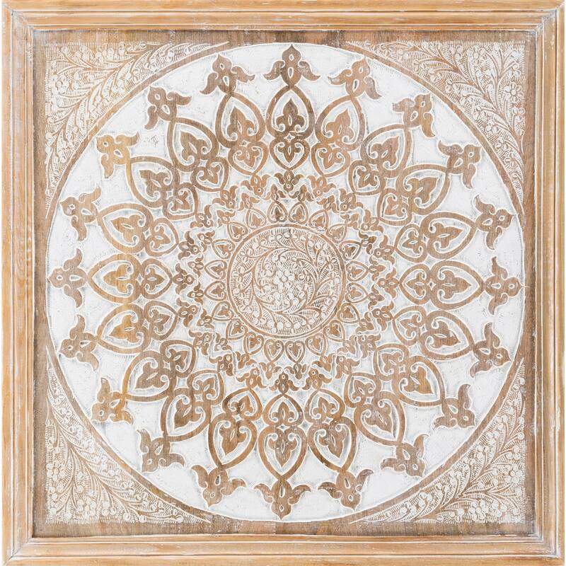 Artistic Weavers Gabriela Hand Carved Wood Mandala Wall Art - Brown