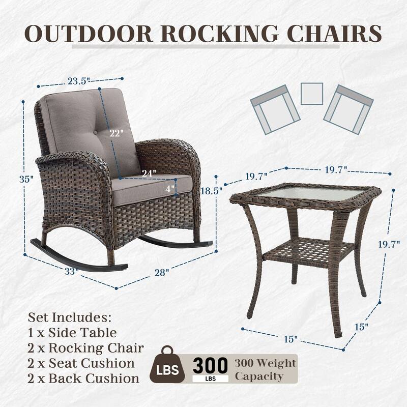 Pocassy Outdoor Wicker Patio Chairs Set